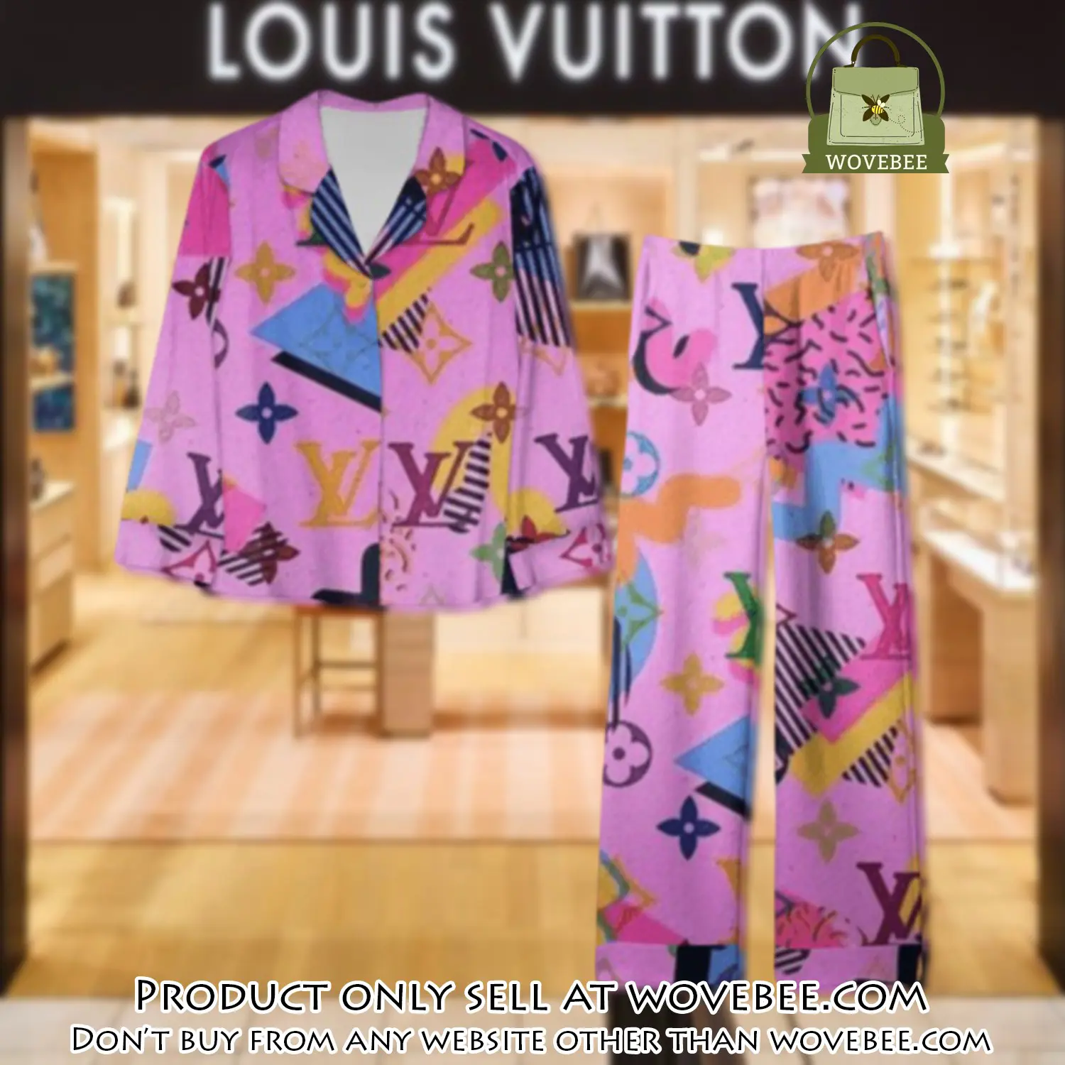 Trending luxury lv satin pajama set pjs1075 wvb1343851